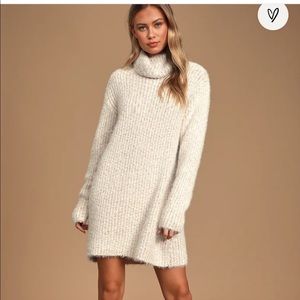 Lulu’s Ivory Turtleneck Sweater Dress